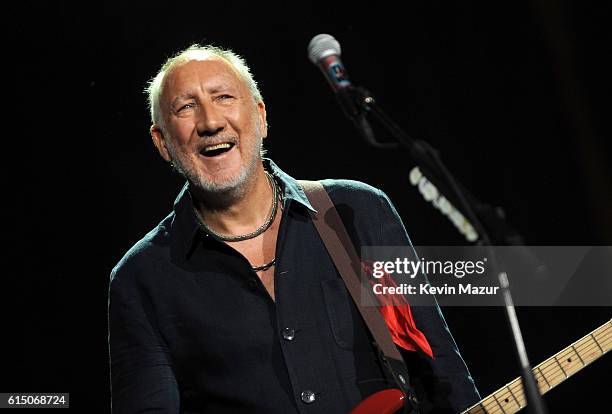 Musician Pete Townshend of The Who performs onstage during Desert Trip at The Empire Polo Club on October 16, 2016 in Indio, California.