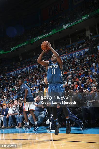 John Lucas III of the Minnesota Timberwolves shoots the ball against the Oklahoma City Thunder on October 16, 2016 at Chesapeake Energy Arena in...