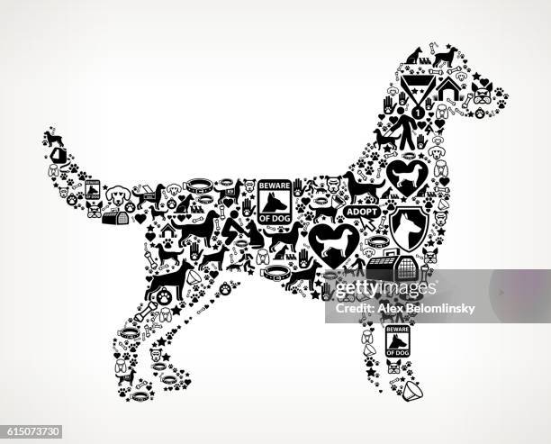 hund silhouette hund und hund pet schwarz icon muster - warnschild hund stock-grafiken, -clipart, -cartoons und -symbole