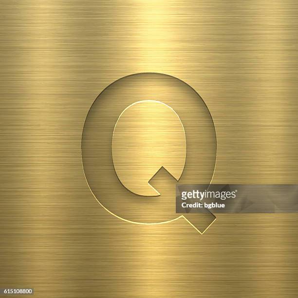 alphabet q design - buchstabe auf gold metall textur - q and a stock-grafiken, -clipart, -cartoons und -symbole