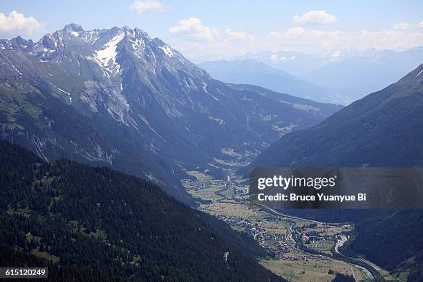 aerial view of st. anton am arlberg - arlberg mountains stock pictures, royalty-free photos & images
