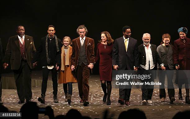 Chuck Cooper, Kyle Beltran, Tavi Gevinson, John Glover, Diane Lane, Harold Perrineau, Joel Grey and Celia Keenan-Bolger with the cast during the...