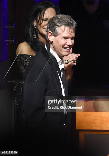 Randy Travis is inducted into The Country Music Hall of Fame during the 2016 Medallion Ceremony at Country Music Hall of Fame and Museum on October...