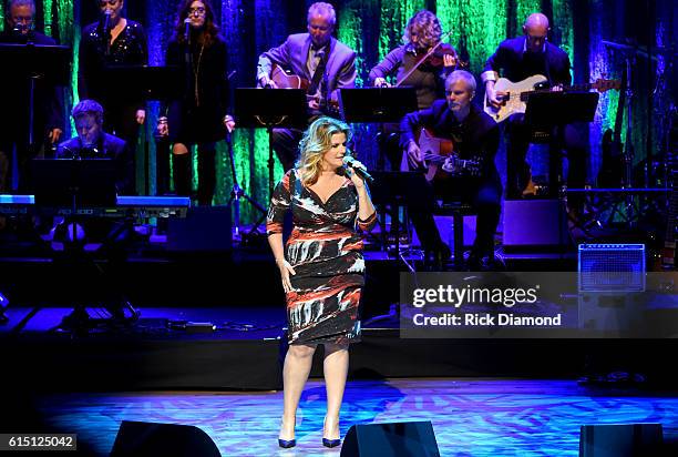 Trisha Yearwood performs "It Hurts Me" to honor Charlie Daniels onstage during the 2016 Medallion Ceremony at Country Music Hall of Fame and Museum...