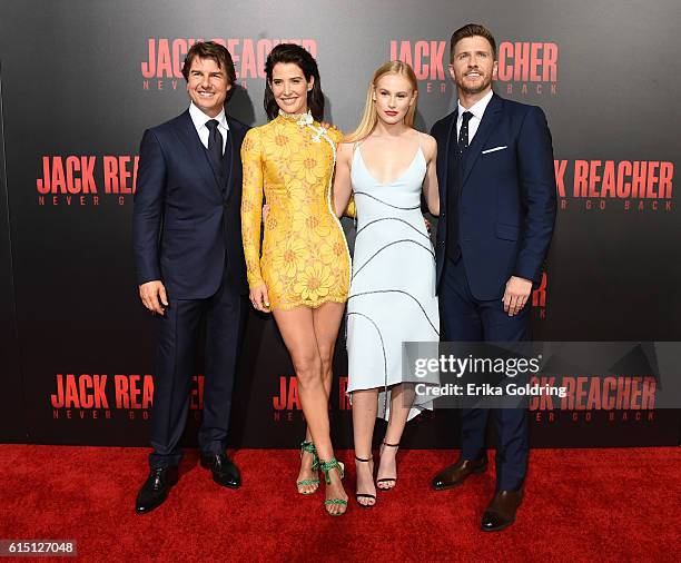 Actors Tom Cruise, Cobie Smulders, Danika Yarosh, and Patrick Heusinger attend the fan screening of the Paramount Pictures title "Jack Reacher: Never...