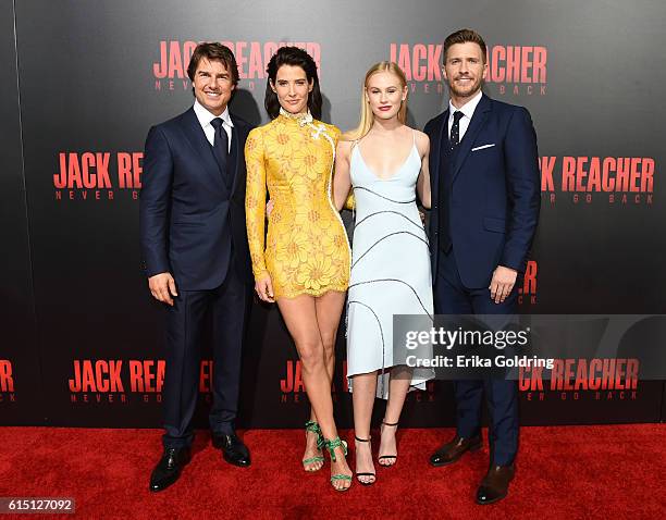 Actors Tom Cruise, Cobie Smulders, Danika Yarosh, and Patrick Heusinger attend the fan screening of the Paramount Pictures title "Jack Reacher: Never...