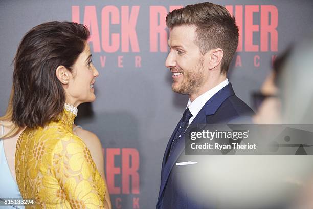 Cobie Smulders and Patrick Heusinger arrives on the red carpet for "Jack Reacher: Never Go Back" Fan Screening at AMC Elmwood Palace 20 on October...