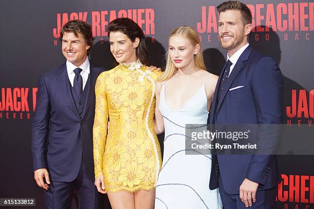Tom Cruise, Cobie Smulders, Danika Yarosh, and Patrick Heusinger arrives on the red carpet for "Jack Reacher: Never Go Back" Fan Screening at AMC...