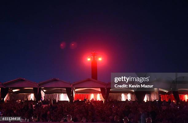 Music fans attend Desert Trip at The Empire Polo Club on October 16, 2016 in Indio, California.