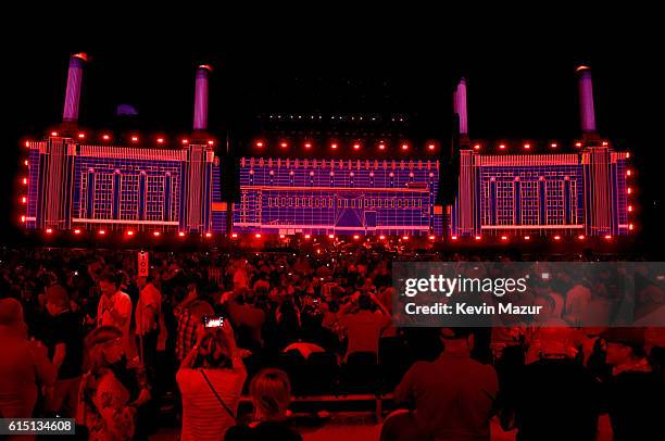 Musician Roger Waters performs onstage during Desert Trip at The Empire Polo Club on October 16, 2016 in Indio, California.