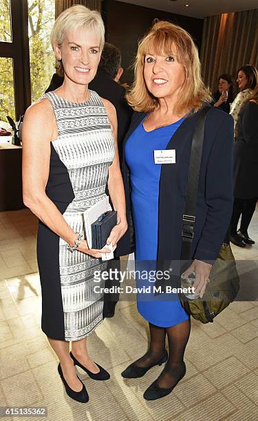 Judy Murray and Eve Pollard attend The 61st Women of the Year lunch and awards 2016 at InterContinental Park Lane Hotel on October 17, 2016 in...