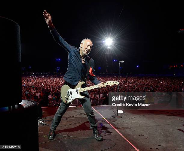 Musician Pete Townshend of The Who performs during Desert Trip at The Empire Polo Club on October 16, 2016 in Indio, California.