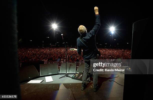 Musician Pete Townshend of The Who performs during Desert Trip at The Empire Polo Club on October 16, 2016 in Indio, California.