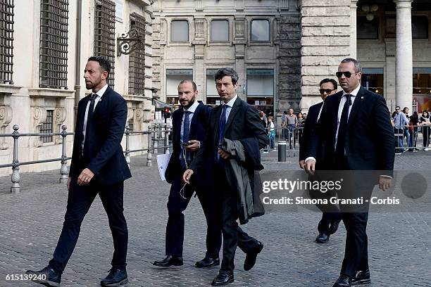 Minister Andrea Orlando enters at Palazzo Chigi for the Council of Ministers on the law on the State Budget Bill for the financial year 2017 and for...