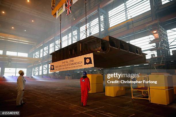 The keel of the new polar research ship for Britain, RRS Sir David Attenborough is laid at Cammell Laird shipyard, after Sir David Attenborough...