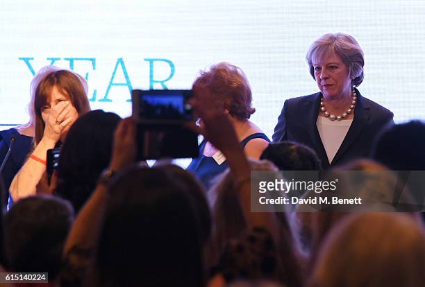 Margaret Aspinall accepts the Special Award on behalf of the Hillsborough Families from British Prime Minister Theresa May at The 61st Women of the...