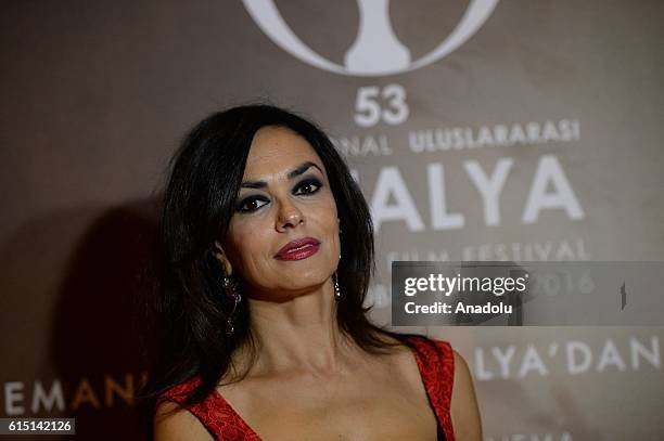 Italian actress Maria Grazia Cucinotta attends the 53rd International Antalya Film Festival in Antalya, Turkey on October 17, 2016.