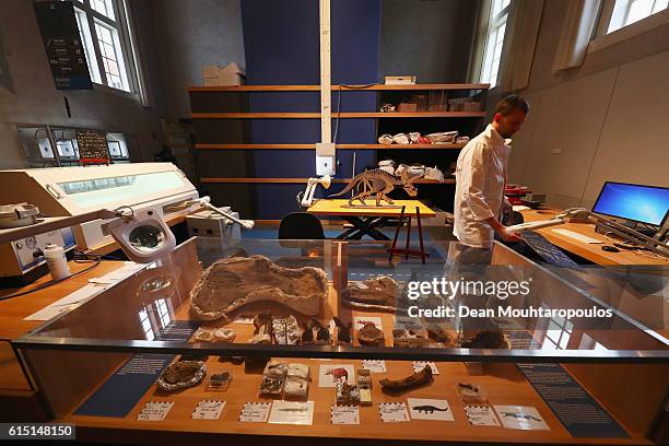 General view of the lab working live on fossils for guests to see after the Trix the female T-Rex exhibition at the Naturalis or Natural History...