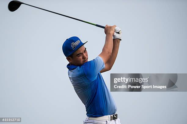 Sutijet Kooratanapisan of Thailand plays a shot during round four of the 2016 Venetian Macao Open at Macau Golf and Country Club on October 16, 2016...