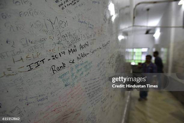 The wall of the Radha Krishna temple in Kota’s Talwandi is popular among students scribble their wishes in the hope that their prayers will be...