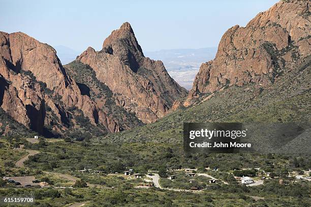 An RV camp sits within the Chisos Basin of the Big Bend National Park on October 16, 2016 in West Texas. Big Bend is a rugged, vast and remote region...