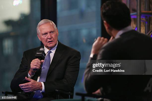 Jerry West discusses the upcoming NBA Season and his personal battle with Atrial Fibrillation at the Build Series at AOL HQ on October 17, 2016 in...