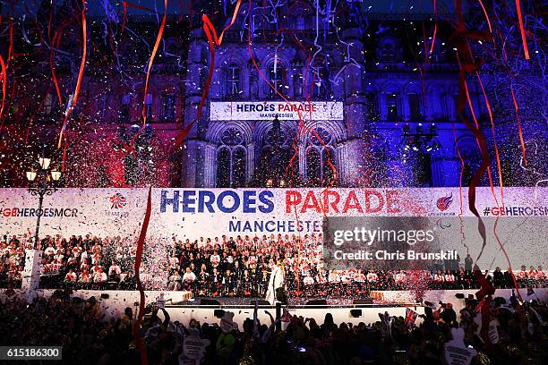 General view at Albert Square during a Rio 2016 Victory Parade for the British Olympic and Paralympic teams on October 17, 2016 in Manchester,...
