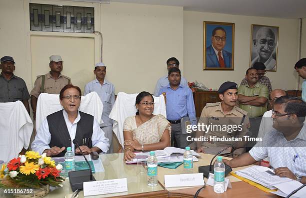 Uttar Pradesh Cabinet Minister Mohammad Azam Khan during a meeting at DM office on October 16, 2016 in Ghaziabad, India.