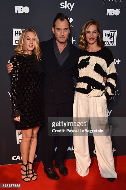 Ludivine Sagnier, Jude Law and Cecile de France attend "The Young Pope" Paris Premiere at la cinematheque on October 17, 2016 in Paris, France.