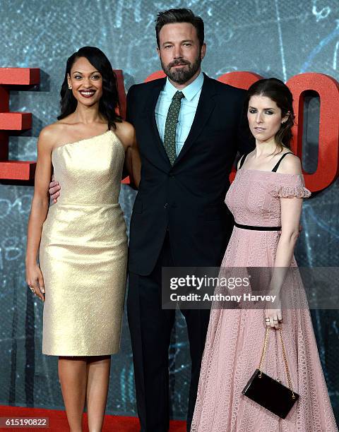 Cynthia Addai-Robinson, Ben Affleck and Anna Kendrick attend the UK premiere of "The Accountant" at Cineworld Leicester Square on October 17, 2016 in...