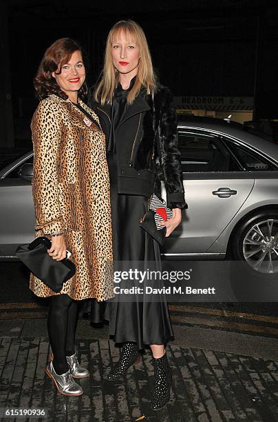 Jasmine Guinness and Jade Parfitt arrive in an Audi at the RED Women of the Year Awards at Skylon on October 17, 2016 in London, England.