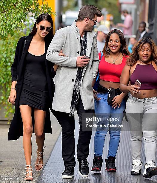 Robin Thicke, April Love Geary are seen in Soho on October 17, 2016 in New York City.