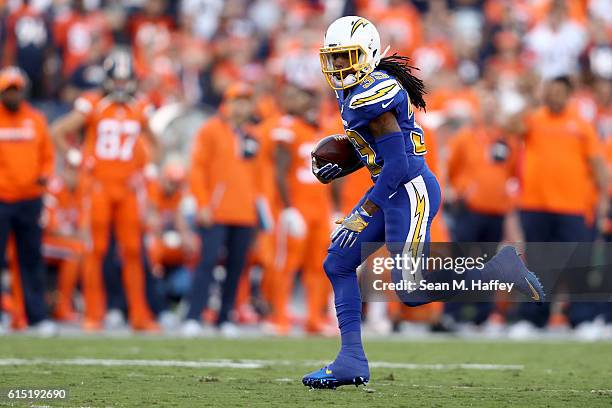 Dexter McCluster of the San Diego Chargers runs the ball during the first half of a game against the Denver Broncos at Qualcomm Stadium on October...