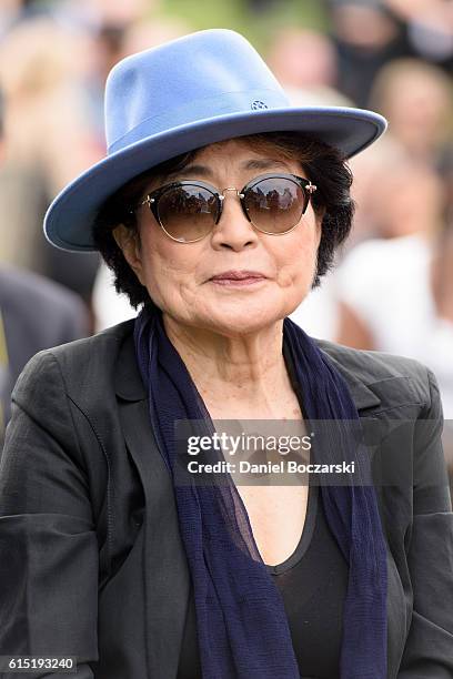 Yoko Ono attends the Project 120 Skylanding art installation unveiling at Jackson Park on October 17, 2016 in Chicago, Illinois.