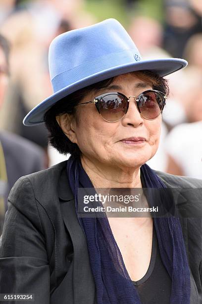 Yoko Ono attends the Project 120 Skylanding art installation unveiling at Jackson Park on October 17, 2016 in Chicago, Illinois.