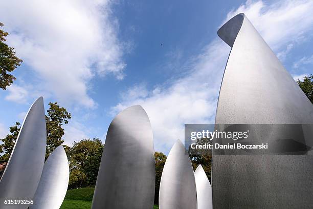 General view of atmosphere during the Project 120 Skylanding art installation unveiling at Jackson Park on October 17, 2016 in Chicago, Illinois.