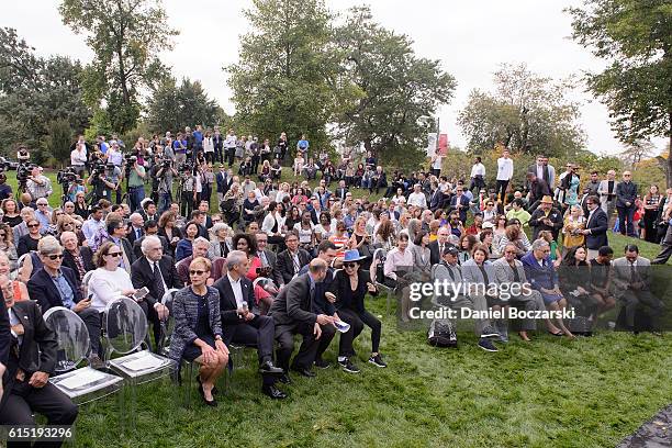 General view of atmosphere during the Project 120 Skylanding art installation unveiling at Jackson Park on October 17, 2016 in Chicago, Illinois.