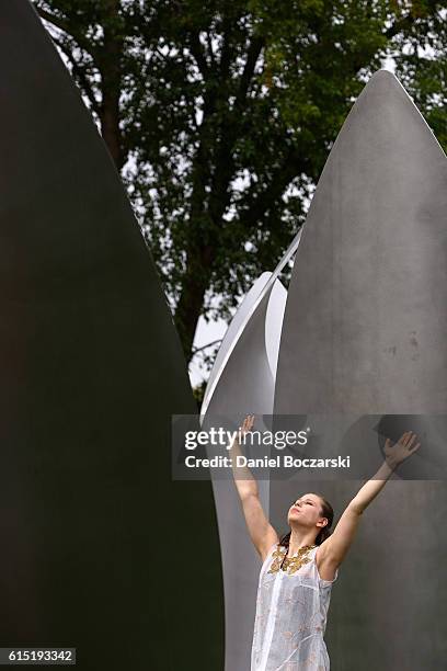 Dancers from Thodos Dance Chicago perform during the Project 120 Skylanding unveiling at Jackson Park on October 17, 2016 in Chicago, Illinois.