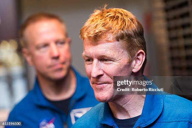 American NASA astronaut Tim Kopra and British ESA astronaut Tim Peake meet the fans after attending "Experiments in space" at Usher Hall on October...