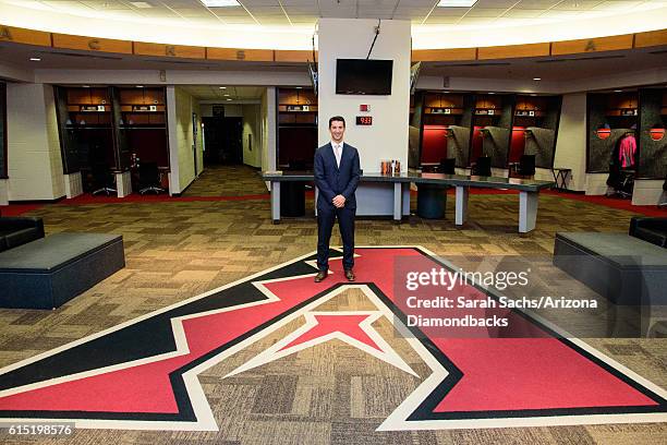 General Manager Mike Hazen poses for a photo in the Arizona Diamondbacks home clubhouse on October 17, 2016 in Phoenix, Arizona.