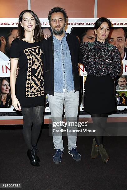 Frederique Bel, Nader Boussandel and Anne Charrier attend the "l'Invitation" Paris Premiere at UGC George V on October 17, 2016 in Paris, France.