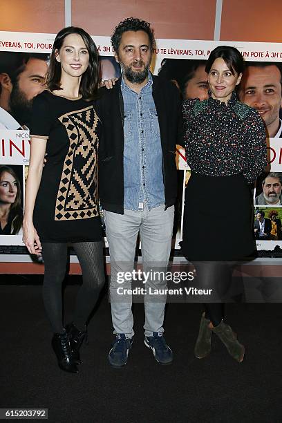 Frederique Bel, Nader Boussandel and Anne Charrier attend the "l'Invitation" Paris Premiere at UGC George V on October 17, 2016 in Paris, France.