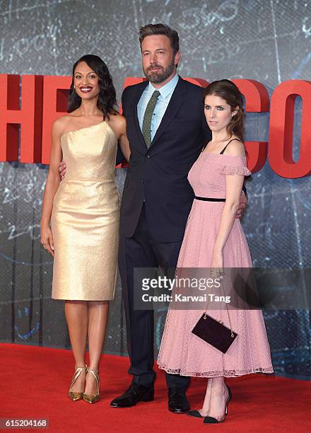 Cynthia Addai-Robinson, Ben Affleck and Anna Kendrick attend the European premiere of "The Accountant" at Cineworld Leicester Square on October 17,...
