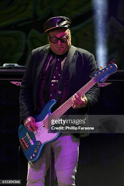 Bassist Eric Wilson of Sublime with Rome performs at Irvine Meadows Amphitheatre on October 15, 2016 in Irvine, California.