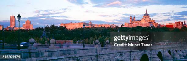 segovia bridge and almudena cathedral in madrid - catedral de la almudena stock pictures, royalty-free photos & images