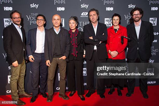 Paolo Sorrentino and guests attend the "The Young Pope" Paris Premiere at La Cinematheque on October 17, 2016 in Paris, France.