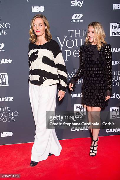 Actresses Cecile de France and Ludivine Sagnier attend the "The Young Pope" Paris Premiere at La Cinematheque on October 17, 2016 in Paris, France.