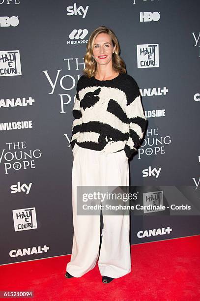 Actress Cecile de France attends the "The Young Pope" Paris Premiere at La Cinematheque on October 17, 2016 in Paris, France.