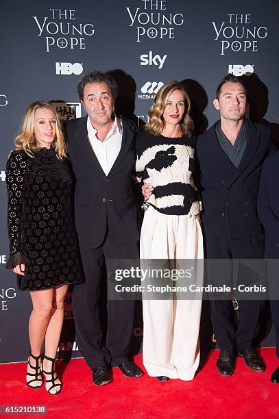 Ludivine Sagnier, Paolo Sorrentino, Cecile de France and Jude Law attend the "The Young Pope" Paris Premiere at La Cinematheque on October 17, 2016...