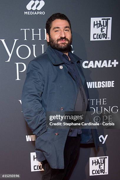 Mouloud Achour attends the "The Young Pope" Paris Premiere at La Cinematheque on October 17, 2016 in Paris, France.